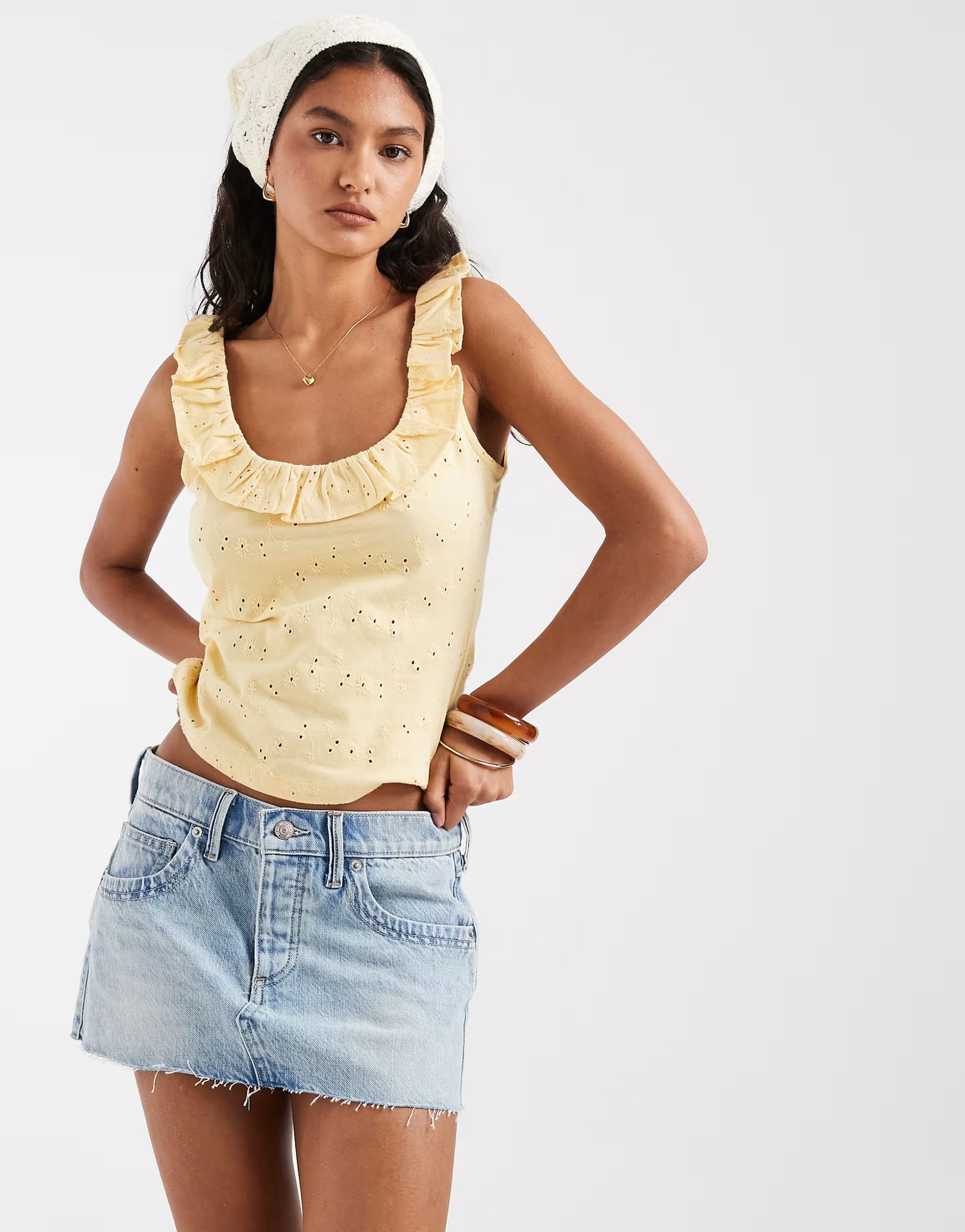 ASOS Lainey Low Rise Denim Mini Skirt in Blue