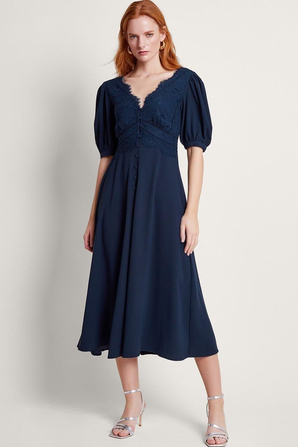 Monsoon Monsoon Women's Nancy Lace Tea Dress Blue