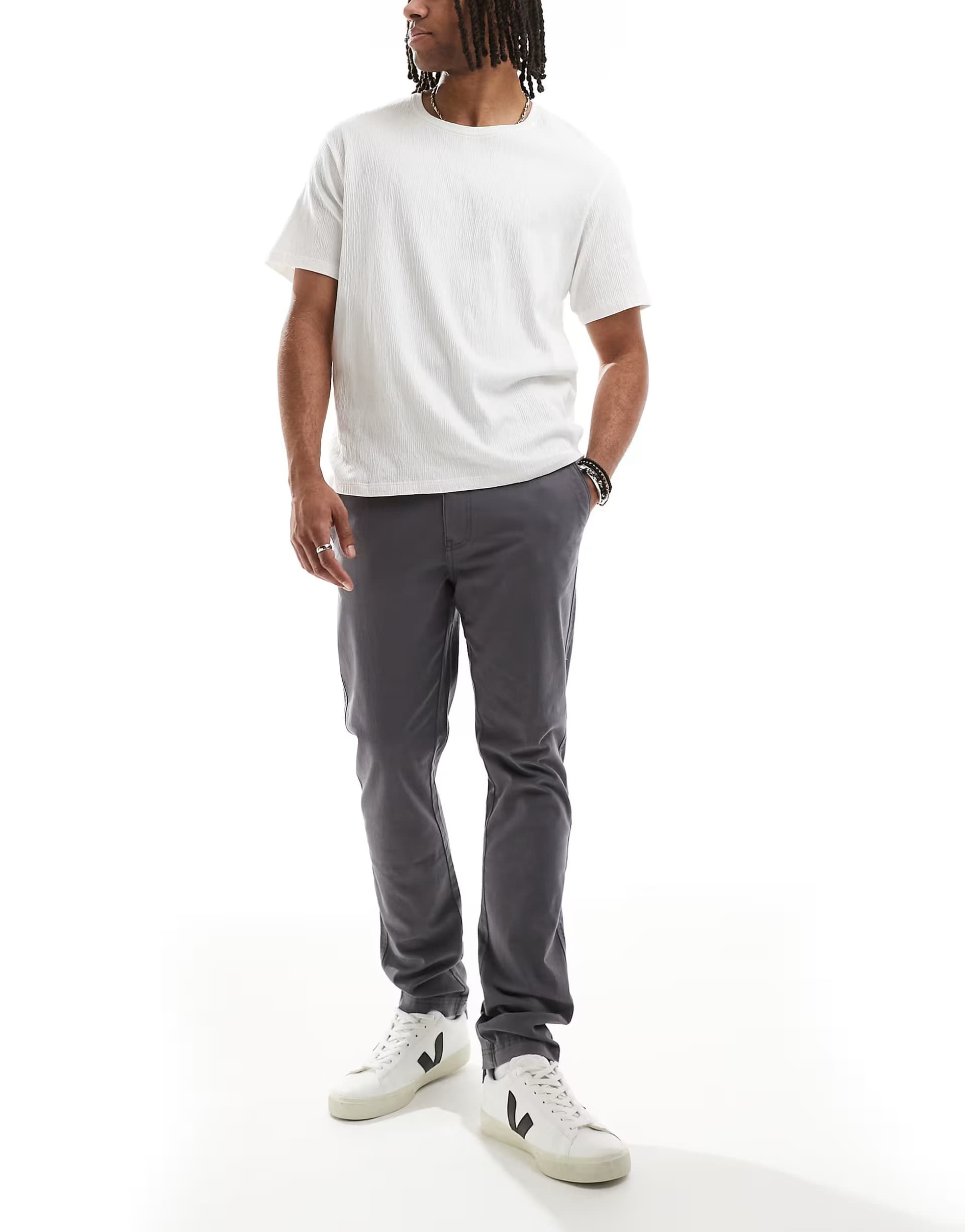 ASOS ASOS 'Castello' Cotton Slim Fit Chino Trousers in Grey