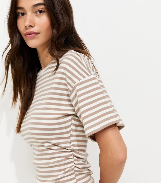 New Look Women's Brown Cotton Rich Striped Corset Tee New Look - 2