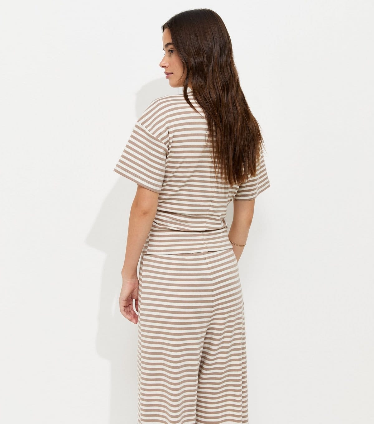 New Look Women's Brown Cotton Rich Striped Corset Tee New Look - 4