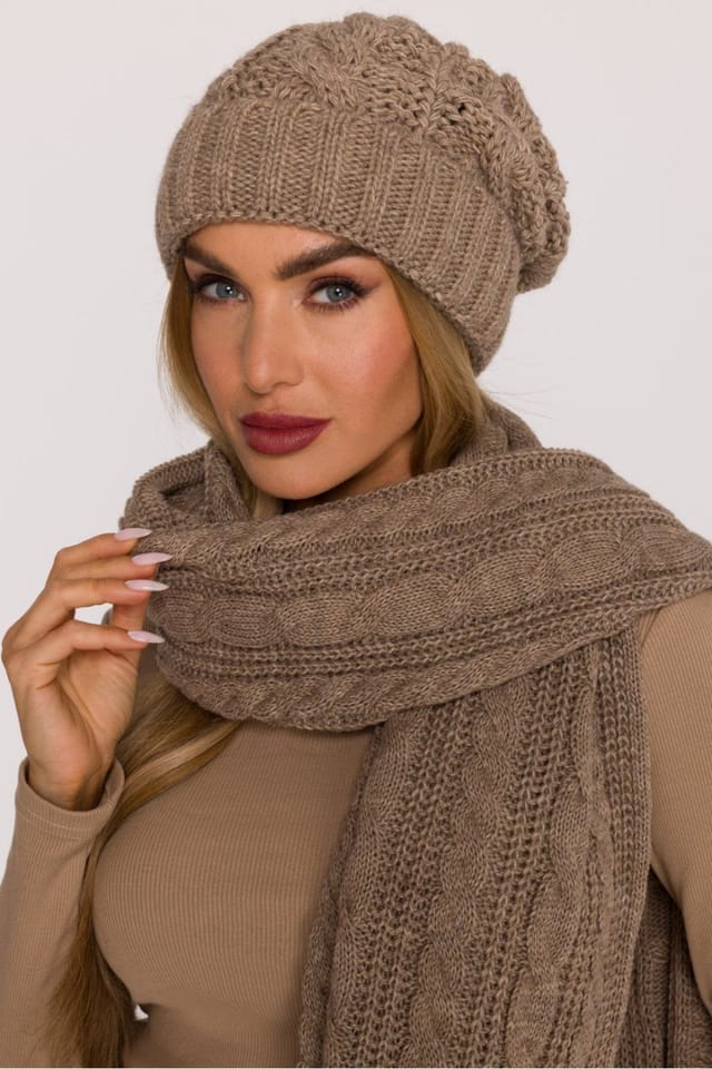 Love Lace Love Lace Women's Warm Braided Knit Beanie Hat Rolled Cuff Soft Yarn Winter Cap in Beige - 2