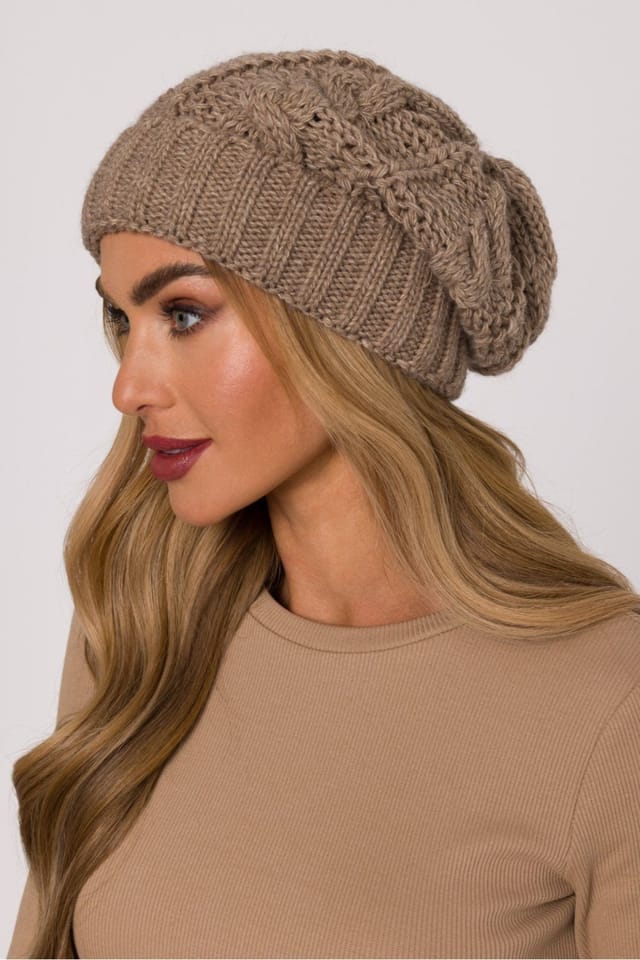 Love Lace Love Lace Women's Warm Braided Knit Beanie Hat Rolled Cuff Soft Yarn Winter Cap in Beige - 3
