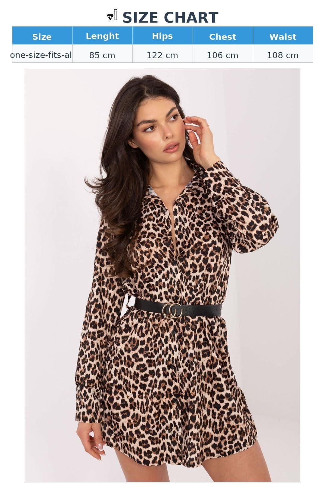 Love Lace Love Lace Women's Animal Print Shirt Dress with Belt Mini in Beige - 4