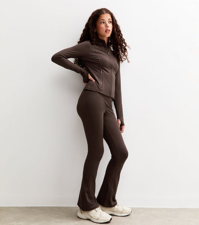 New Look Girls' Brown Long Sleeve Zip Up Sports Top New Look - 3