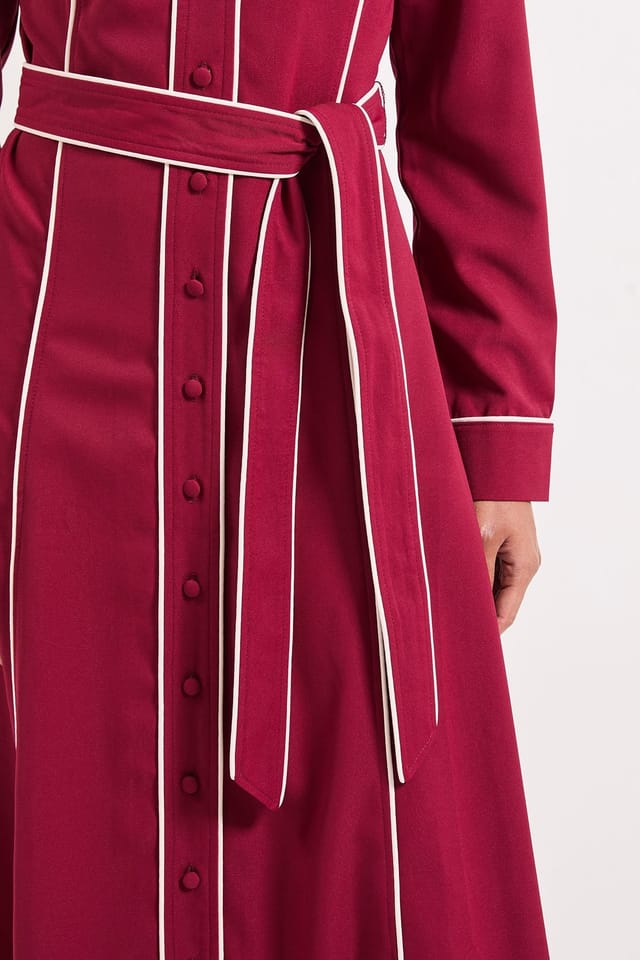 Principles Principles Women's Tailored Crepe Contrast Midi Dress in Berry - 2