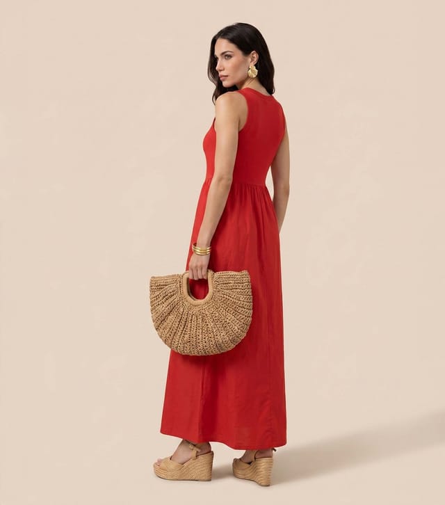 Urban Bliss Women's Bright Red Ribbed Poplin Midi Dress Urban Bliss New Look - 2