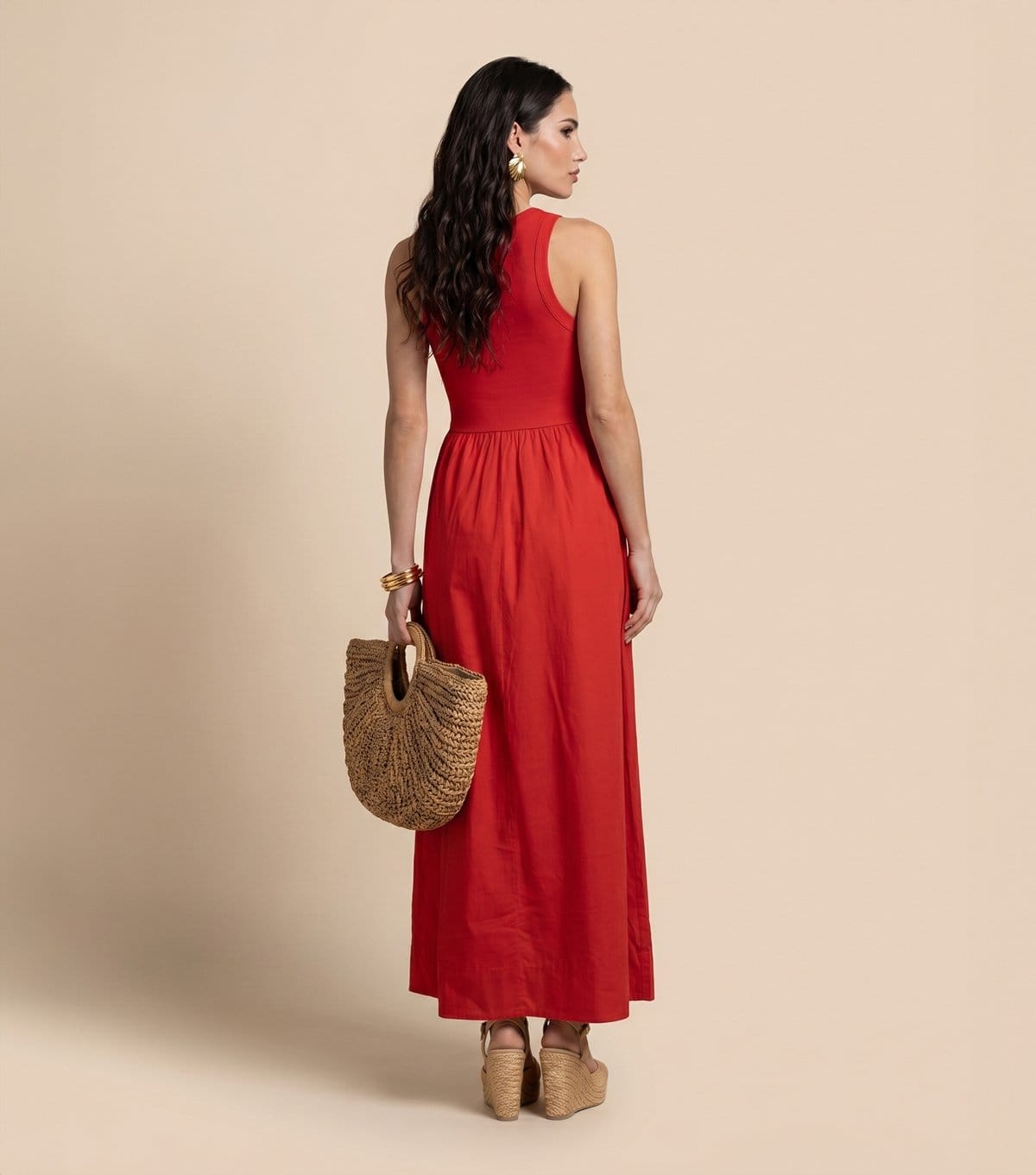 Urban Bliss Women's Bright Red Ribbed Poplin Midi Dress Urban Bliss New Look - 4