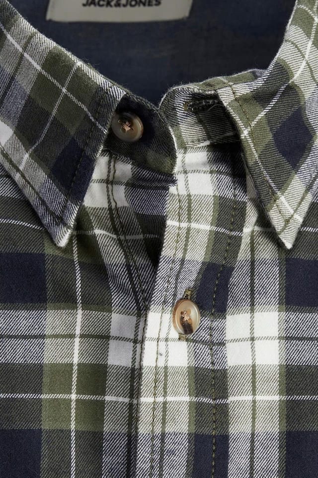 jack & jones Jack & Jones Men's Mens Olive Night Checked Shirt Cotton Short Sleeve Casual Size S - 3
