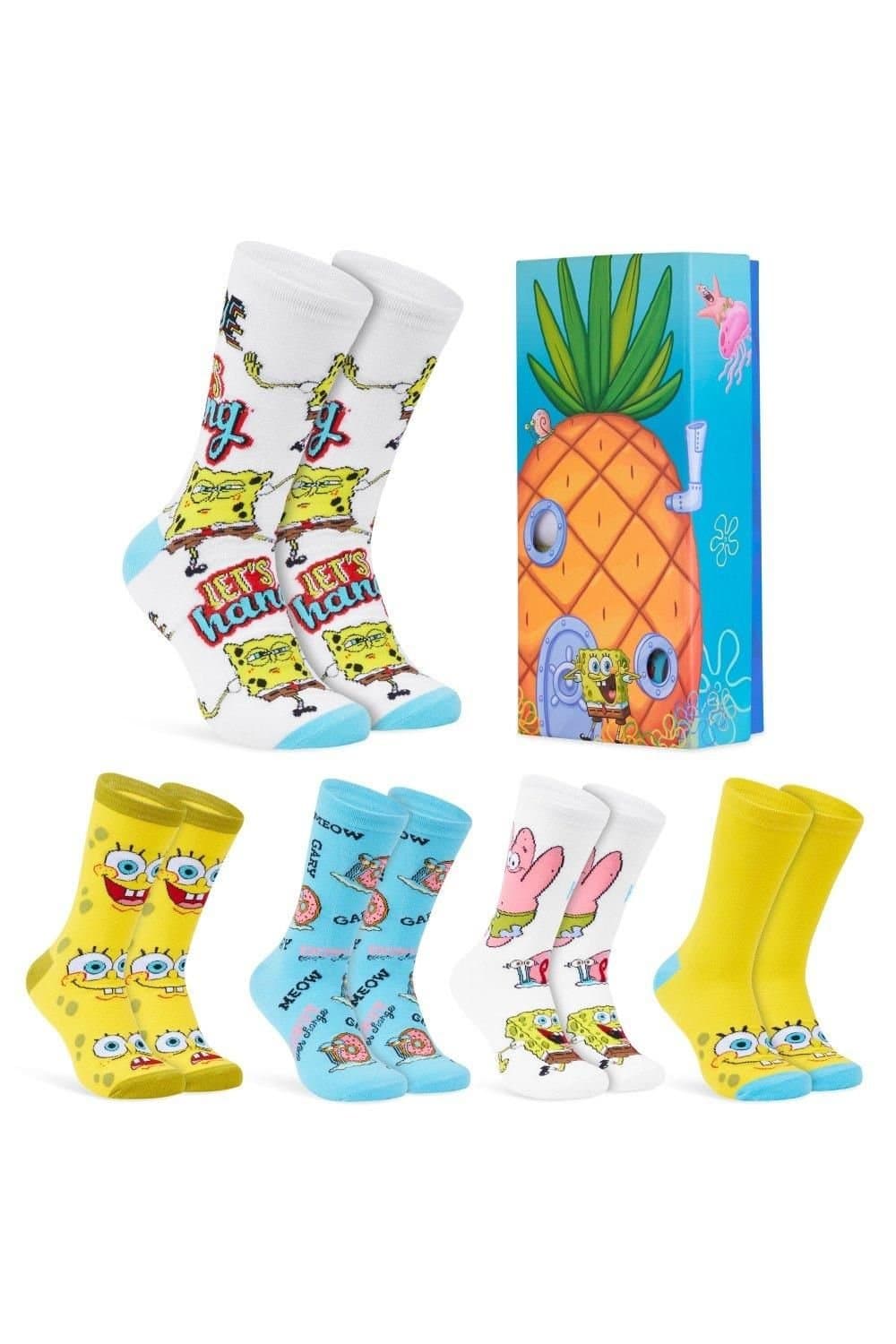 Sponge Bob Square Pants Sponge Bob Square Pants Men's Squarepants Socks 5 Pack