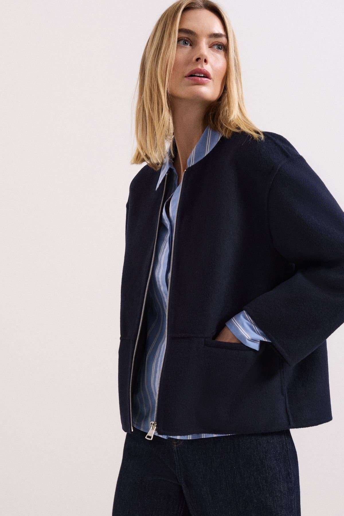Phase Eight Phase Eight Dark Navy Wool Boxy Jacket