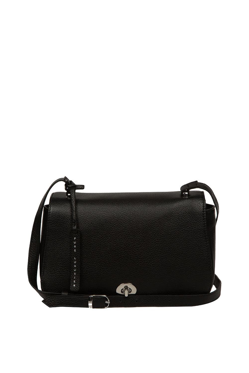 Pure Luxuries London Pure Luxuries London Black Leather Crossbody Bag