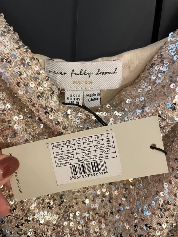 Never Fully Dressed Never Fully Dressed Ivory Sequin Dress Size 14