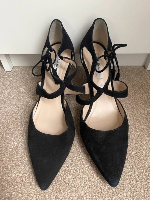 LK Bennett L.K.Bennett Lorna Black Real Leather Suede Pointed Toe Heels Size 41 / UK 8 - 1
