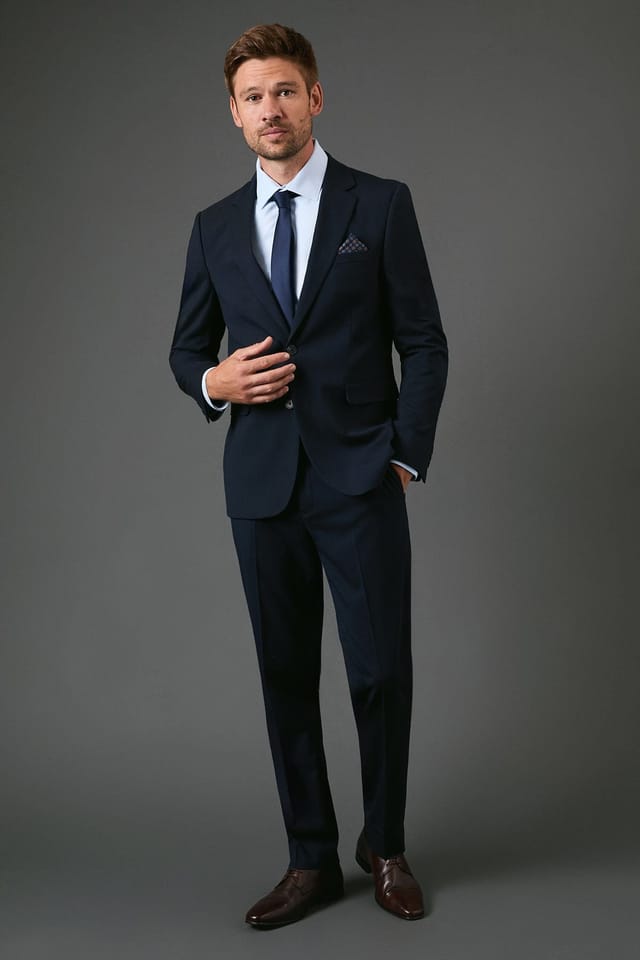 Burton Burton Men's Navy Slim Fit Essential Suit Jacket - 2