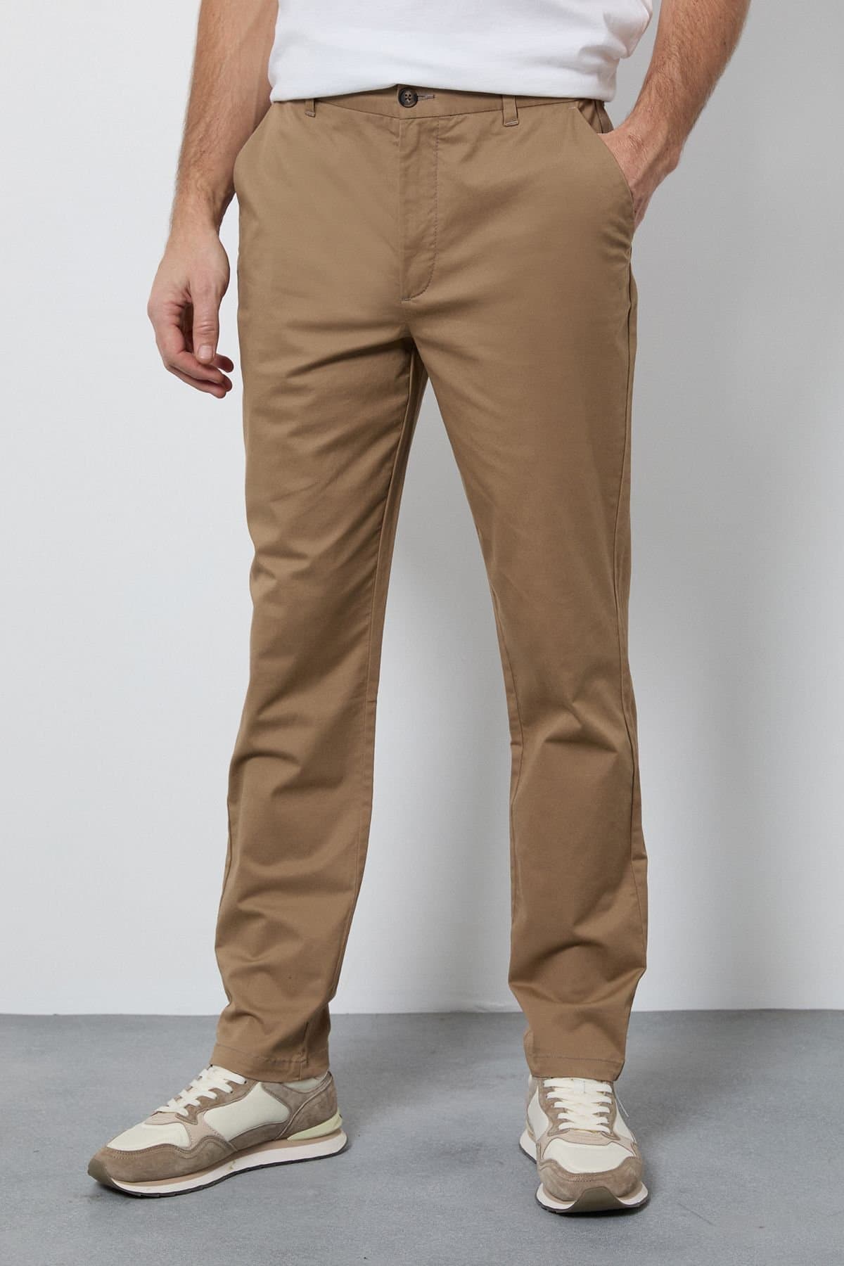 Burton Burton Men's Slim Fit Chino Trousers in Stone