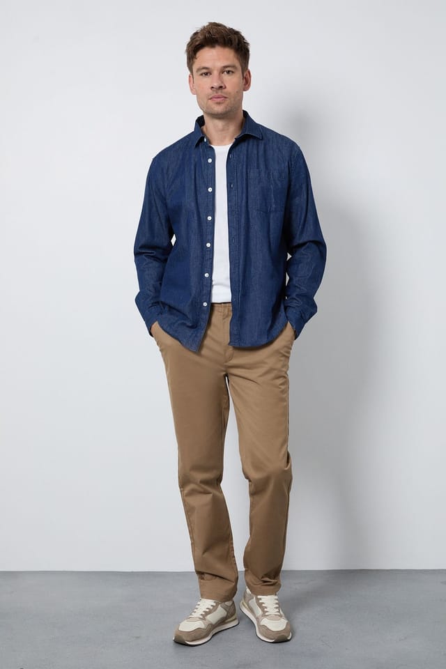 Burton Burton Men's Slim Fit Chino Trousers in Stone - 2