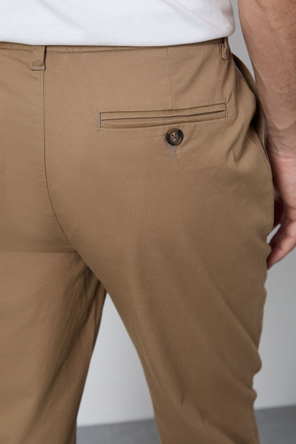 Burton Burton Men's Slim Fit Chino Trousers in Stone - 4