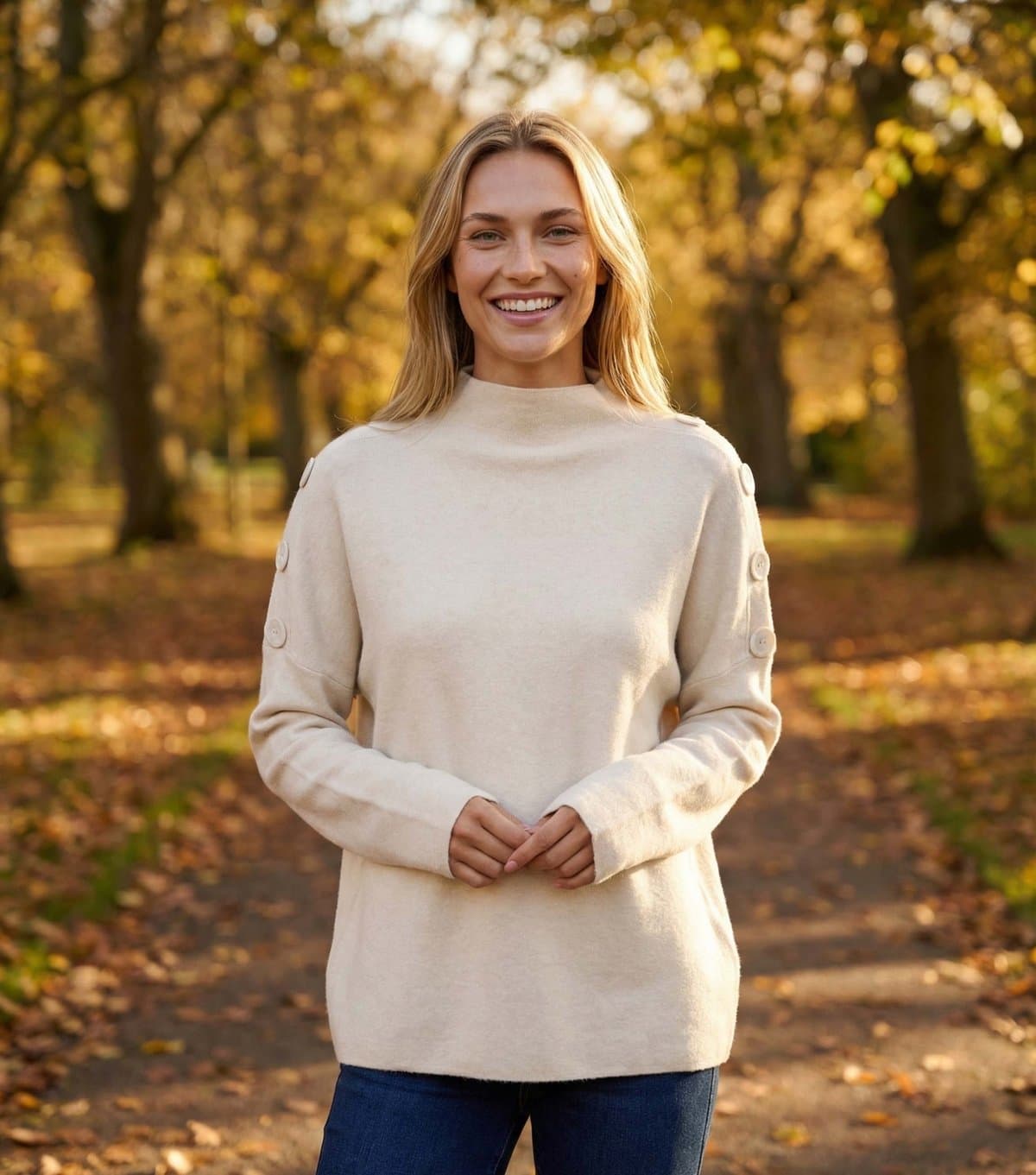 Blue Vanilla Women's Stone Button Detail Jumper Blue Vanilla New Look