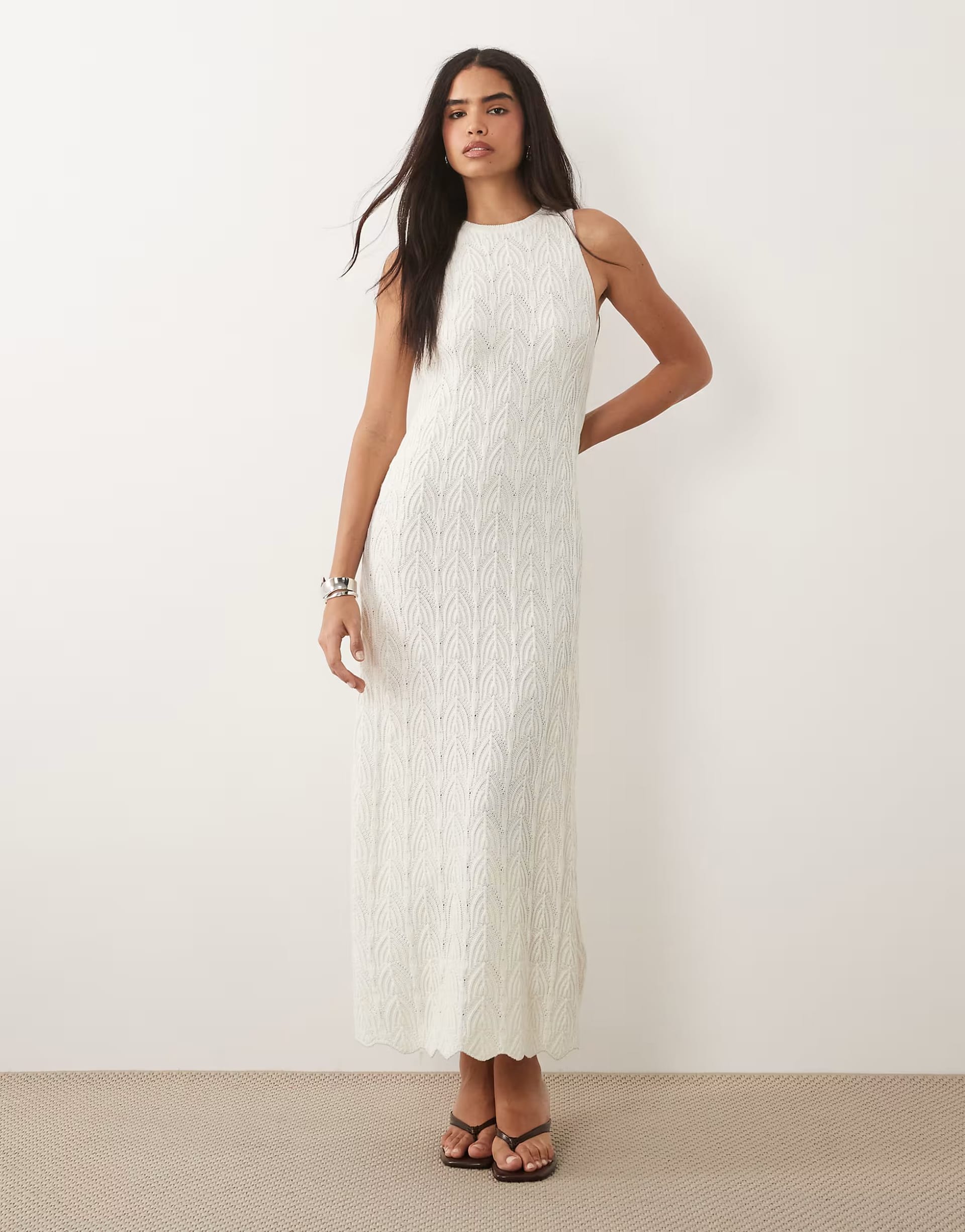 ASOS Cream Knit Sleeveless Maxi Dress