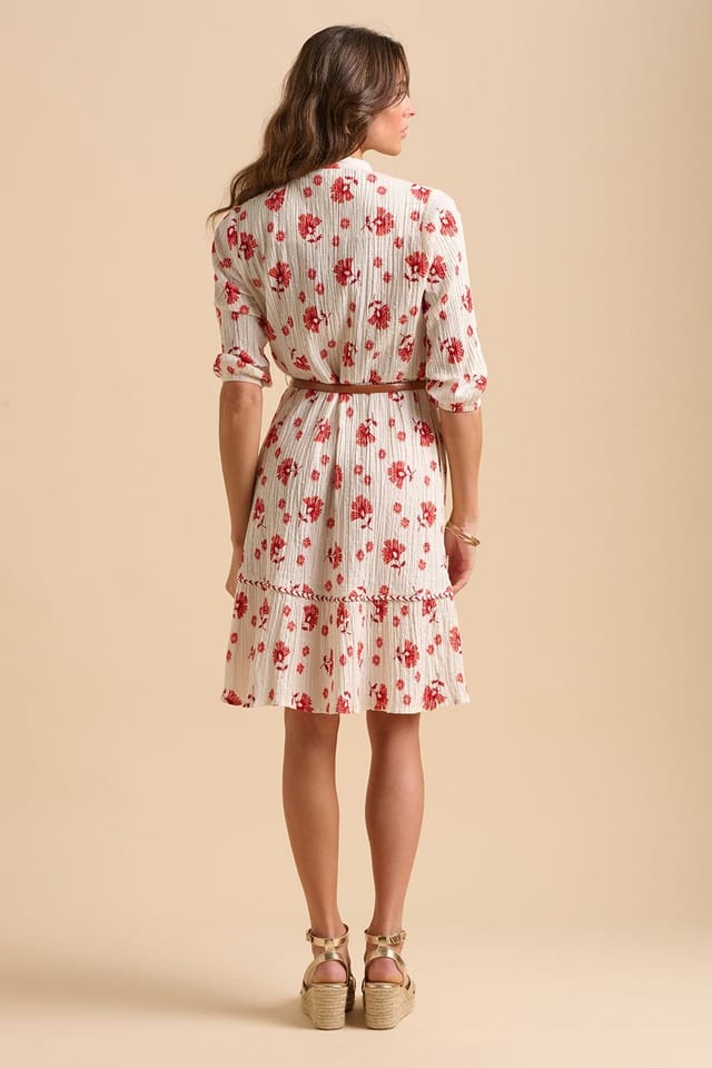 Brakeburn Brakeburn Women's Fan Floral Knee Length Dress in Cream - 3