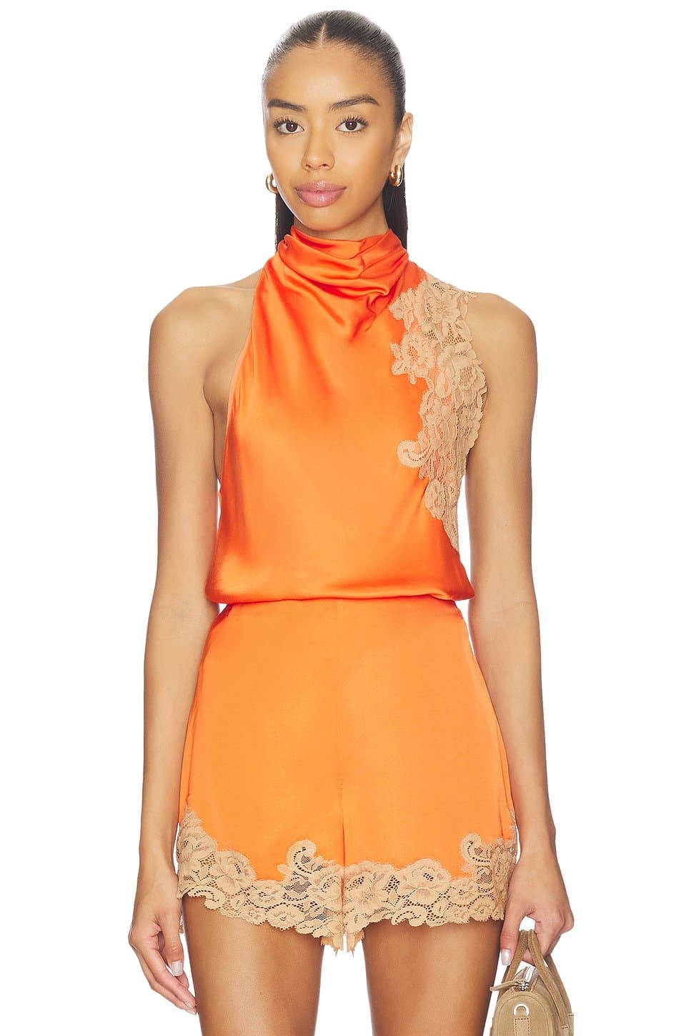 revolve Revolve Rose Top in Vivid Orange & Pale Blush