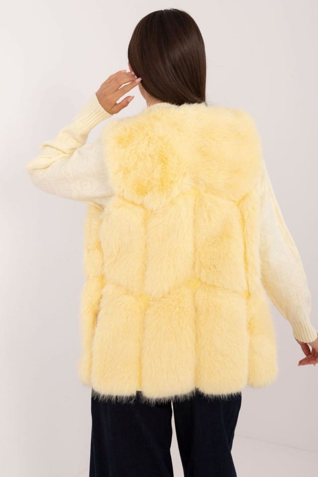 Love Lace Love Lace Women's Faux Fur Lined Vest with Slip Pockets in Yellow - 3