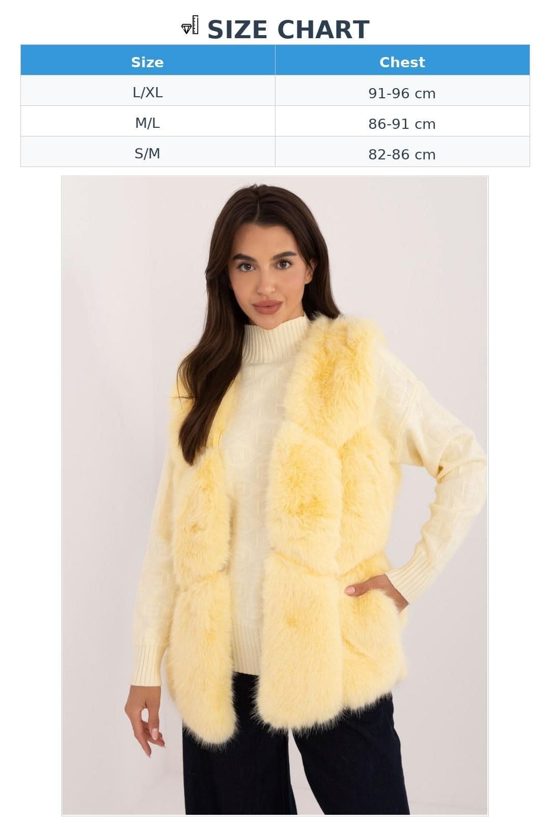 Love Lace Love Lace Women's Faux Fur Lined Vest with Slip Pockets in Yellow - 4