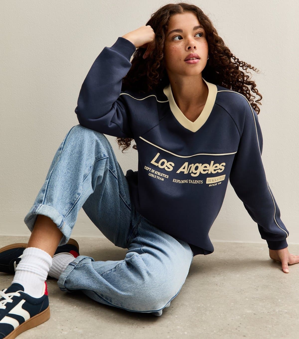 New Look Girls' Navy Los Angeles Logo Sweatshirt New Look