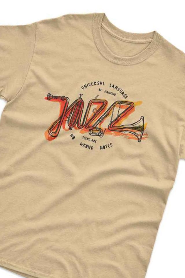 Bad Zebedee Bad Zebedee Men's Jazz Universal Language Of Mankind T-Shirt in Light Sand - 2