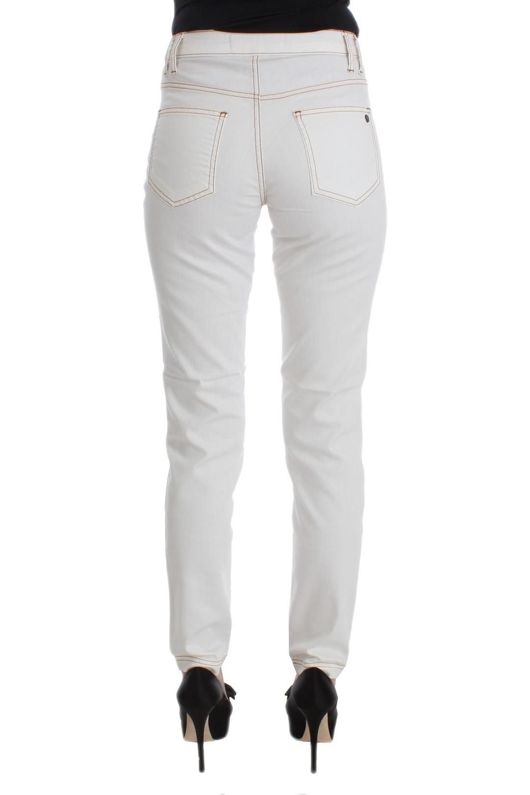 Cavalli Cavalli Women's White Cotton Blend Slim Fit Jeans - 3