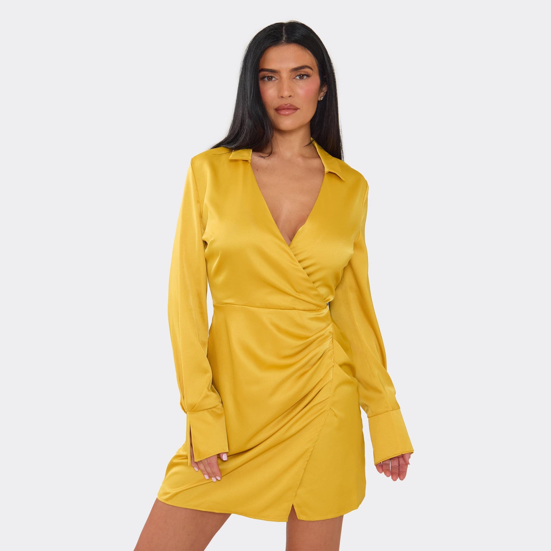 EGO EGO Gold Metallic Mini Dress with Drape Detailing