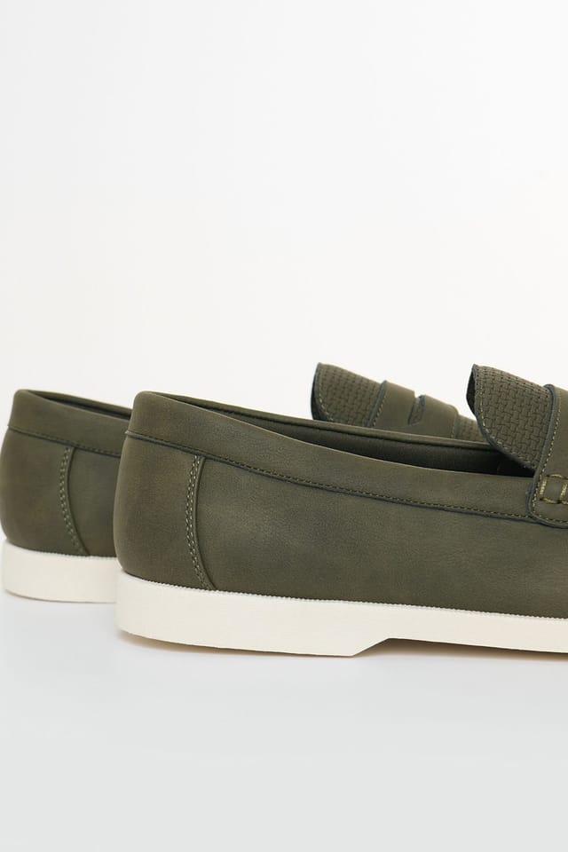 Threadbare threadbare Men's Textured Faux Suede Penny Loafers in Khaki - 2