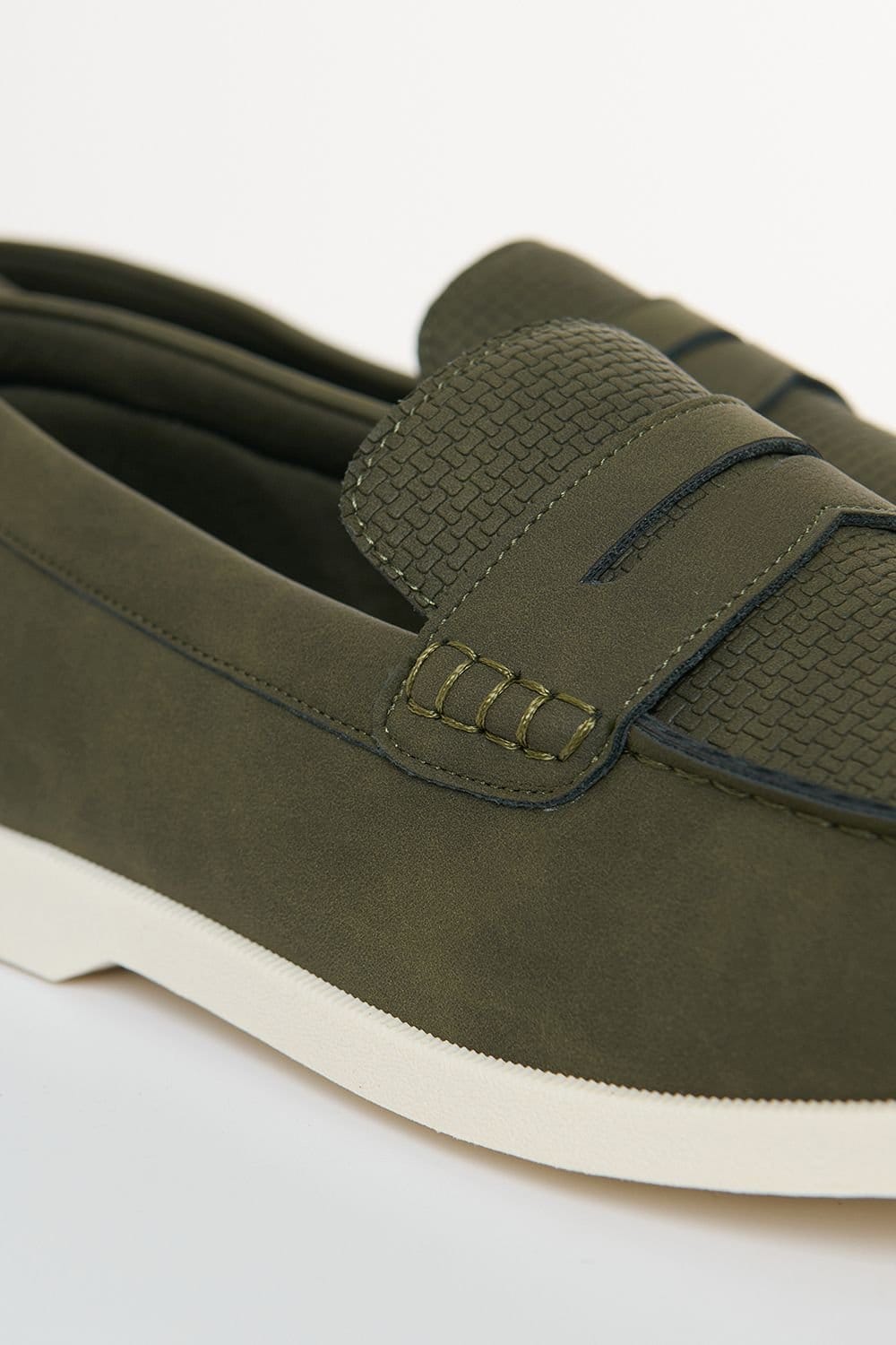 Threadbare threadbare Men's Textured Faux Suede Penny Loafers in Khaki - 4