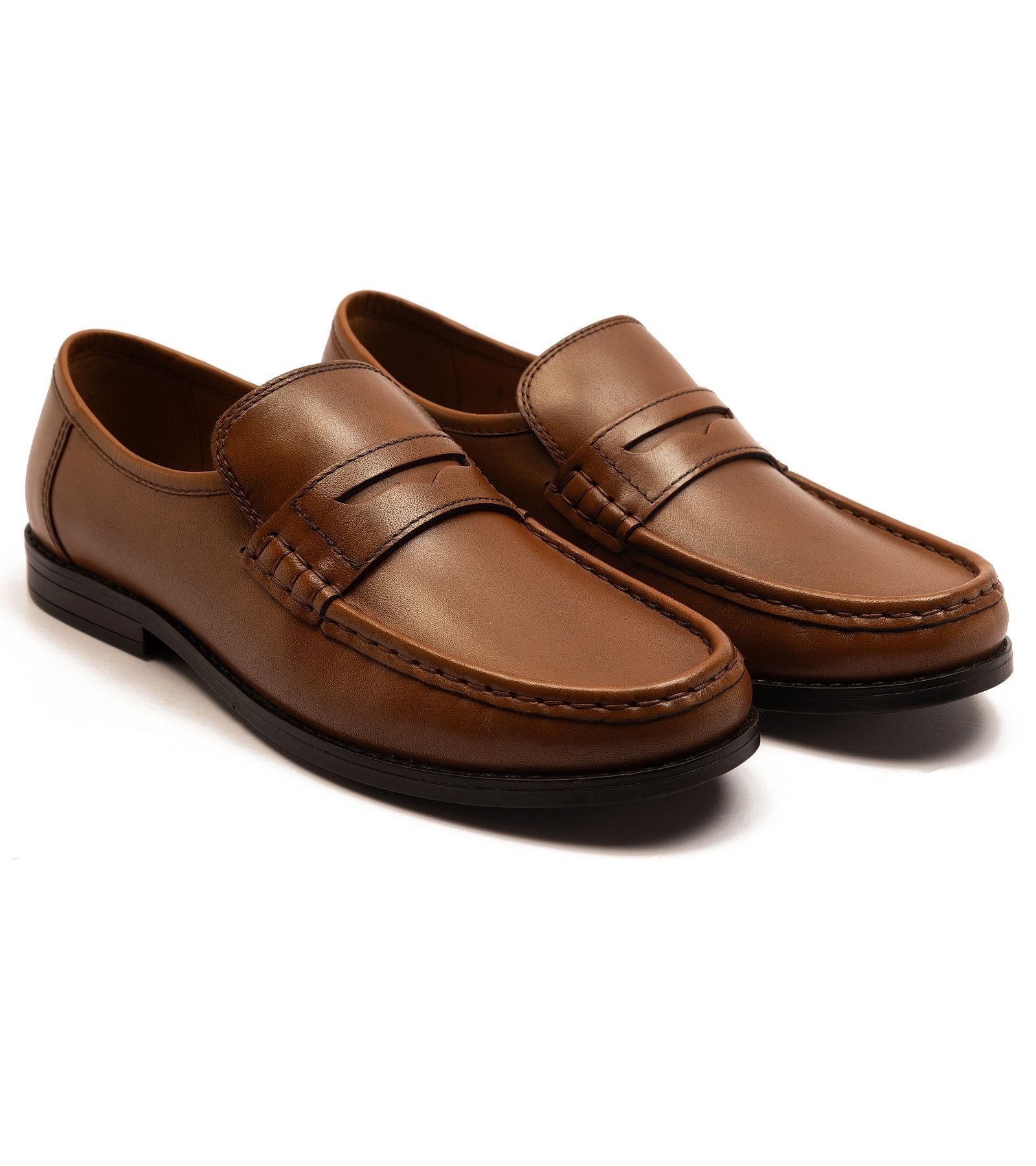 Off the Hook Off the Hook Men's 'LAKELAND' Boys Leather Slip on Formal Loafer Shoes in Tan - 3