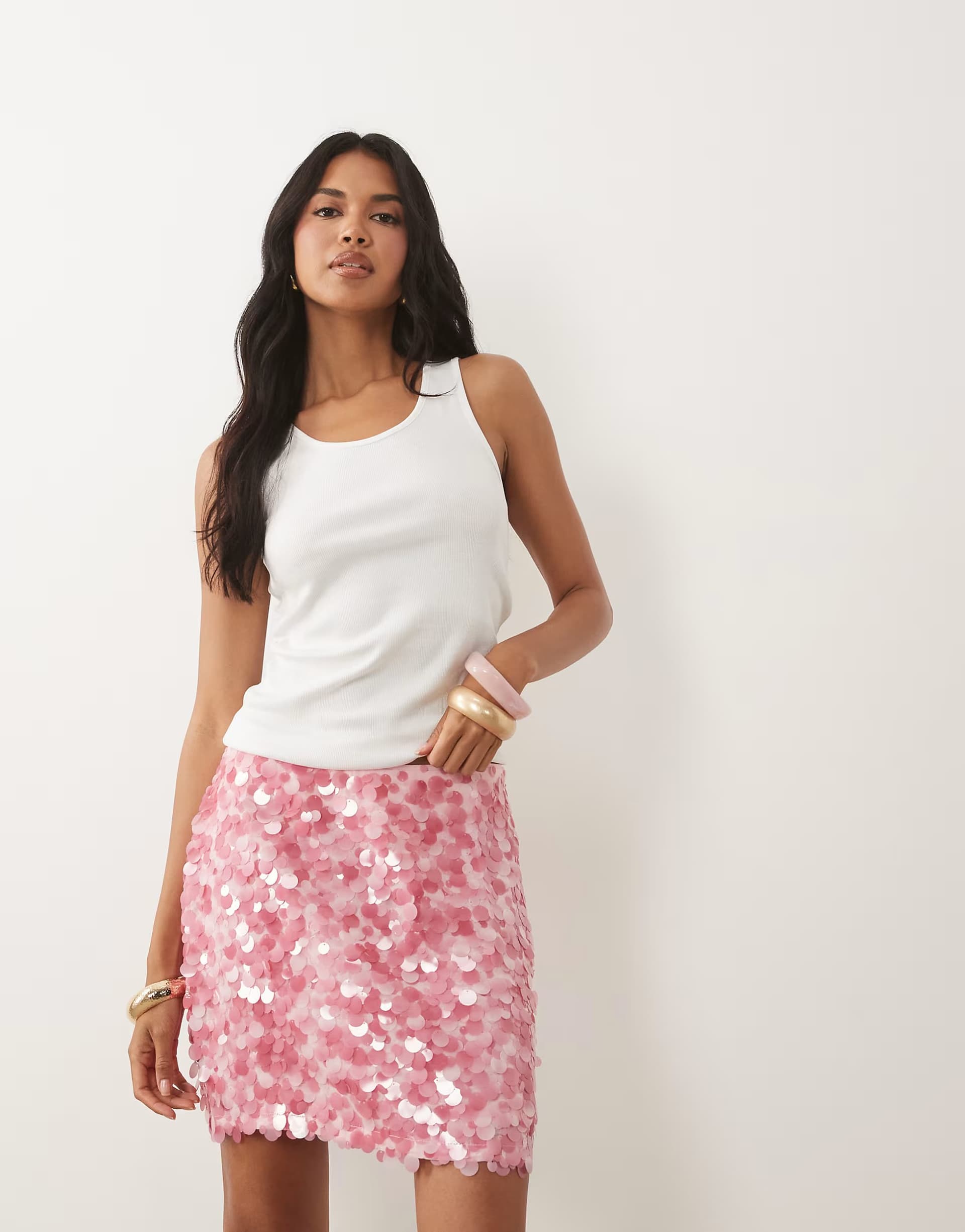 ASOS ASOS DESIGN layered sequin mini skirt in pink
