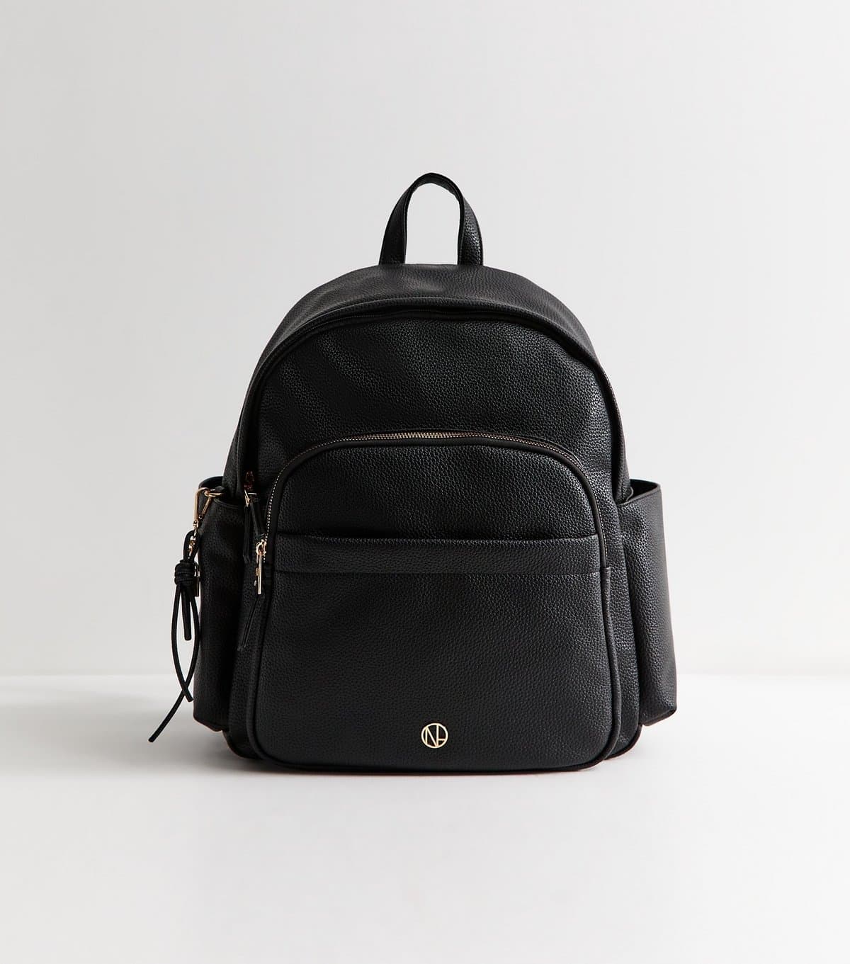 New Look Black Faux Leather Front Pocket Backpack School Vegan New Look