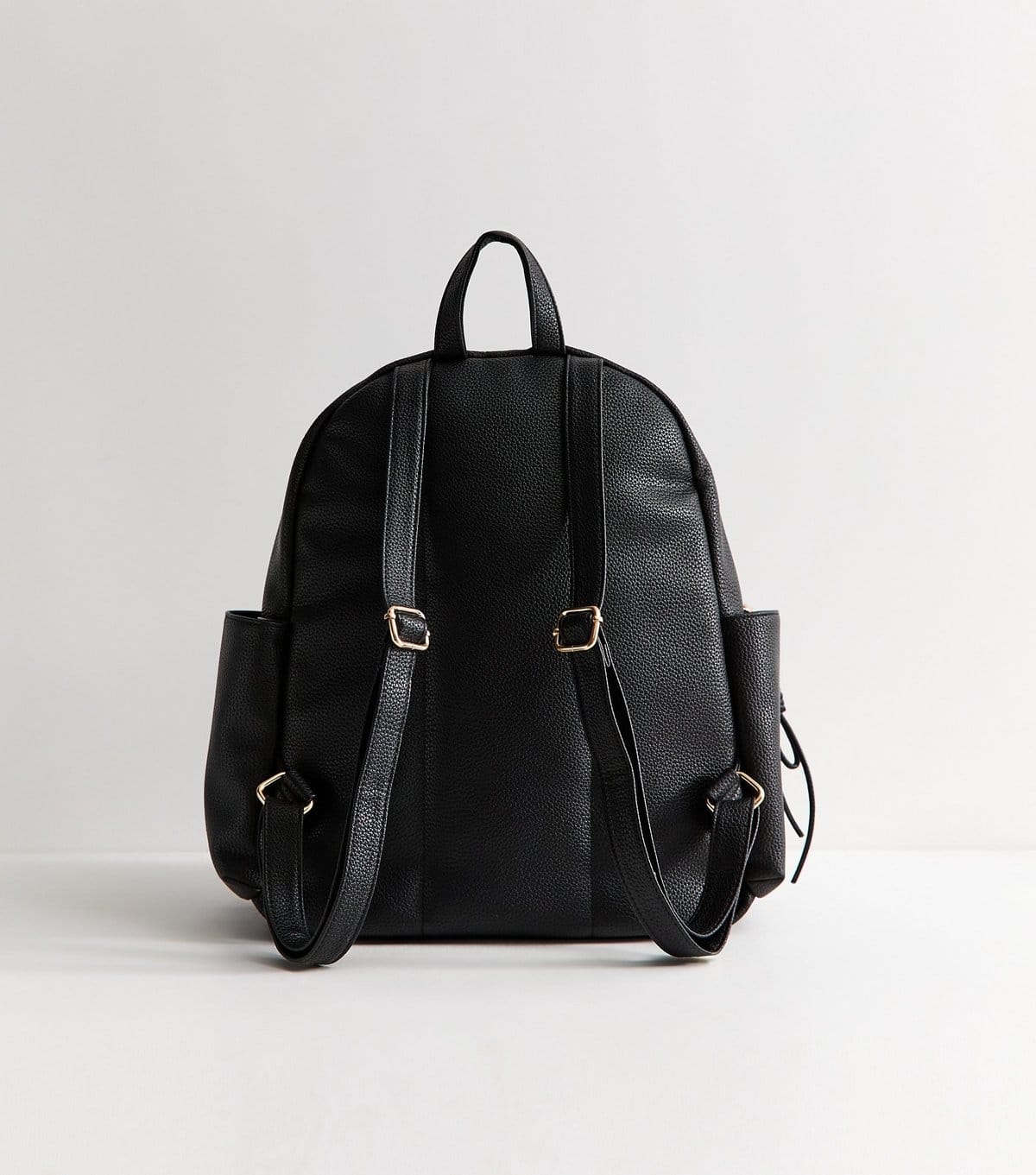 New Look Black Faux Leather Front Pocket Backpack School Vegan New Look - 4