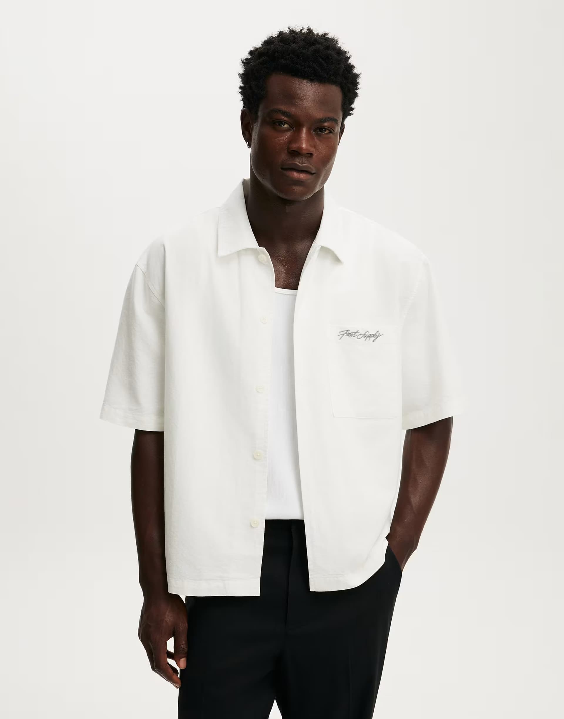 ASOS Cotton On Ventura short sleeve shirt in white