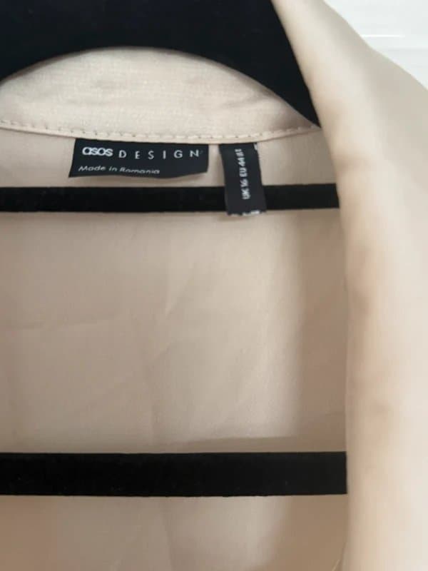 ASOS ASOS Satin Oversized Shirt with Tie Detail – Beige/Nude – Size 16