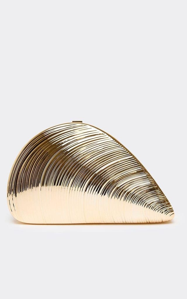 EGO Sorley Shell Shaped Clutch Bag In Gold, Women's Size UK 0 - 2