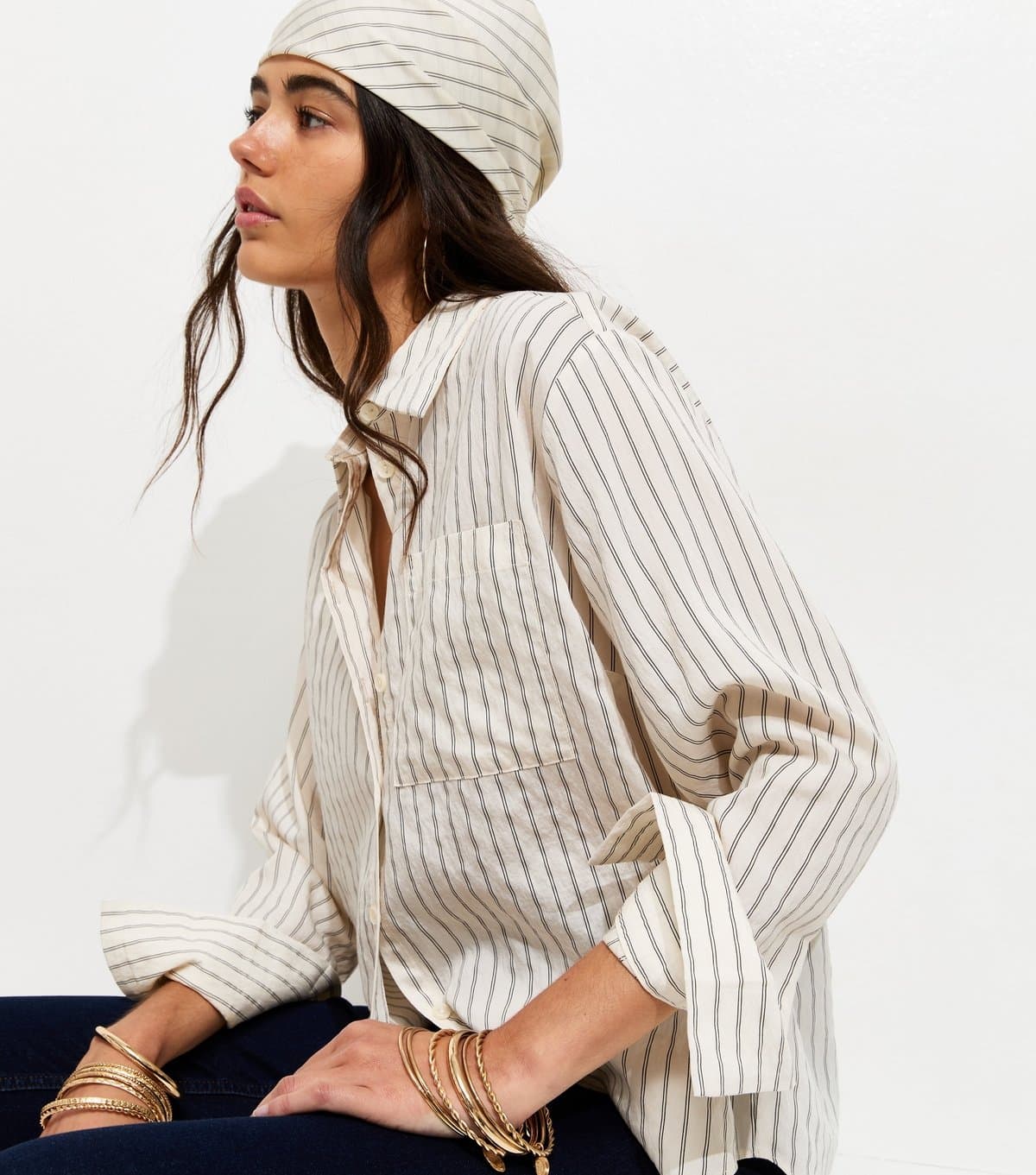 New Look White Vertical Stripe Bandana New Look