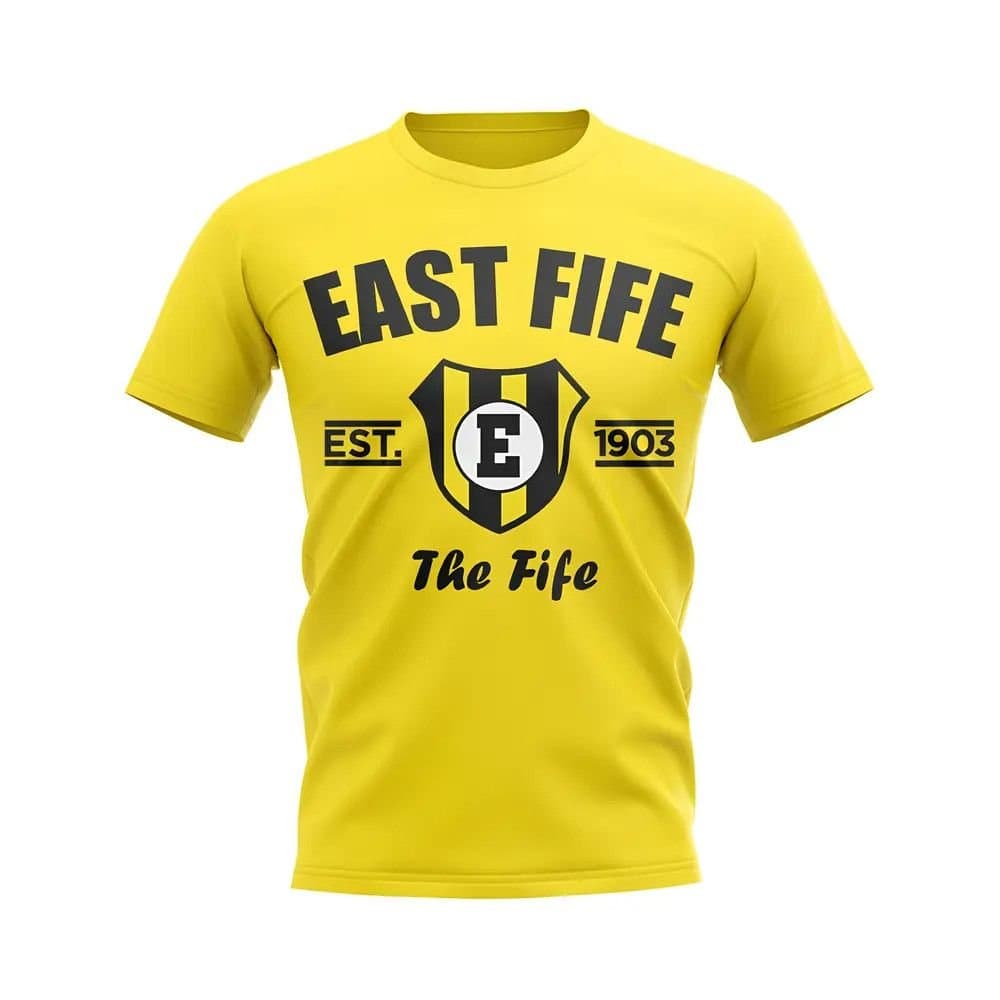 East Fife East Fife Men's Personalised Established Football T-Shirt in Yellow