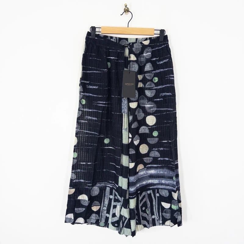 Grizas Grizas Silk Cotton Trousers Size S 10 NEW Moonlight Printed Wide Leg Crop