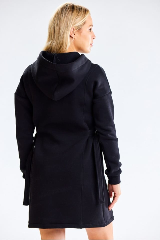 Love Lace Love Lace Women's Everyday Hooded Dress With Adjustable Sides in Black - 2