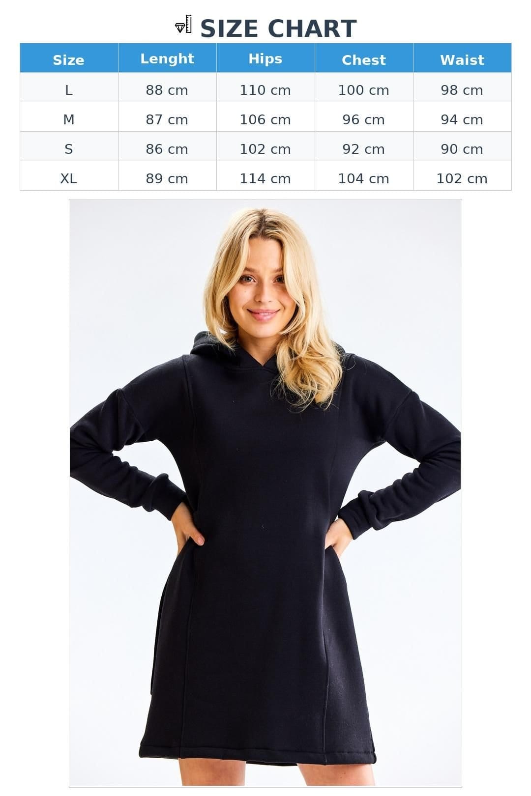 Love Lace Love Lace Women's Everyday Hooded Dress With Adjustable Sides in Black - 4