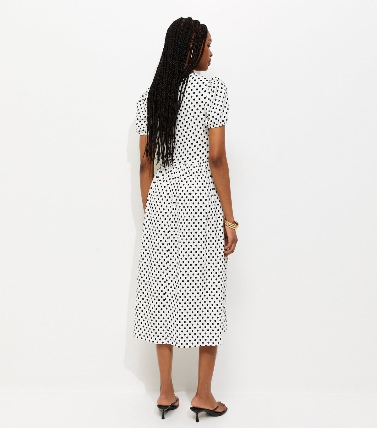 New Look Women's Cream Polka Dot Short Sleeve Midi Dress New Look - 4