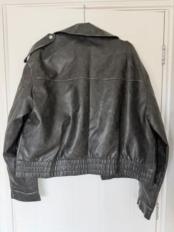 Topshop Dark grey leather jacket