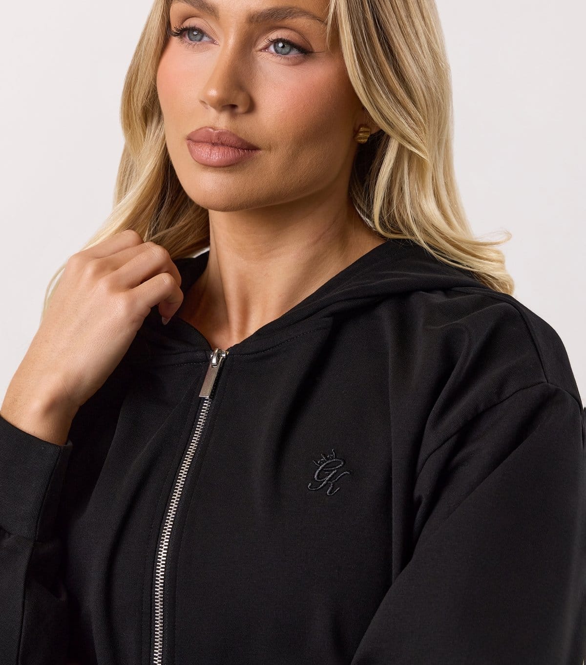 Gym King Women's Black Logo Embroidered Victory Hoodie Gym King New Look - 4