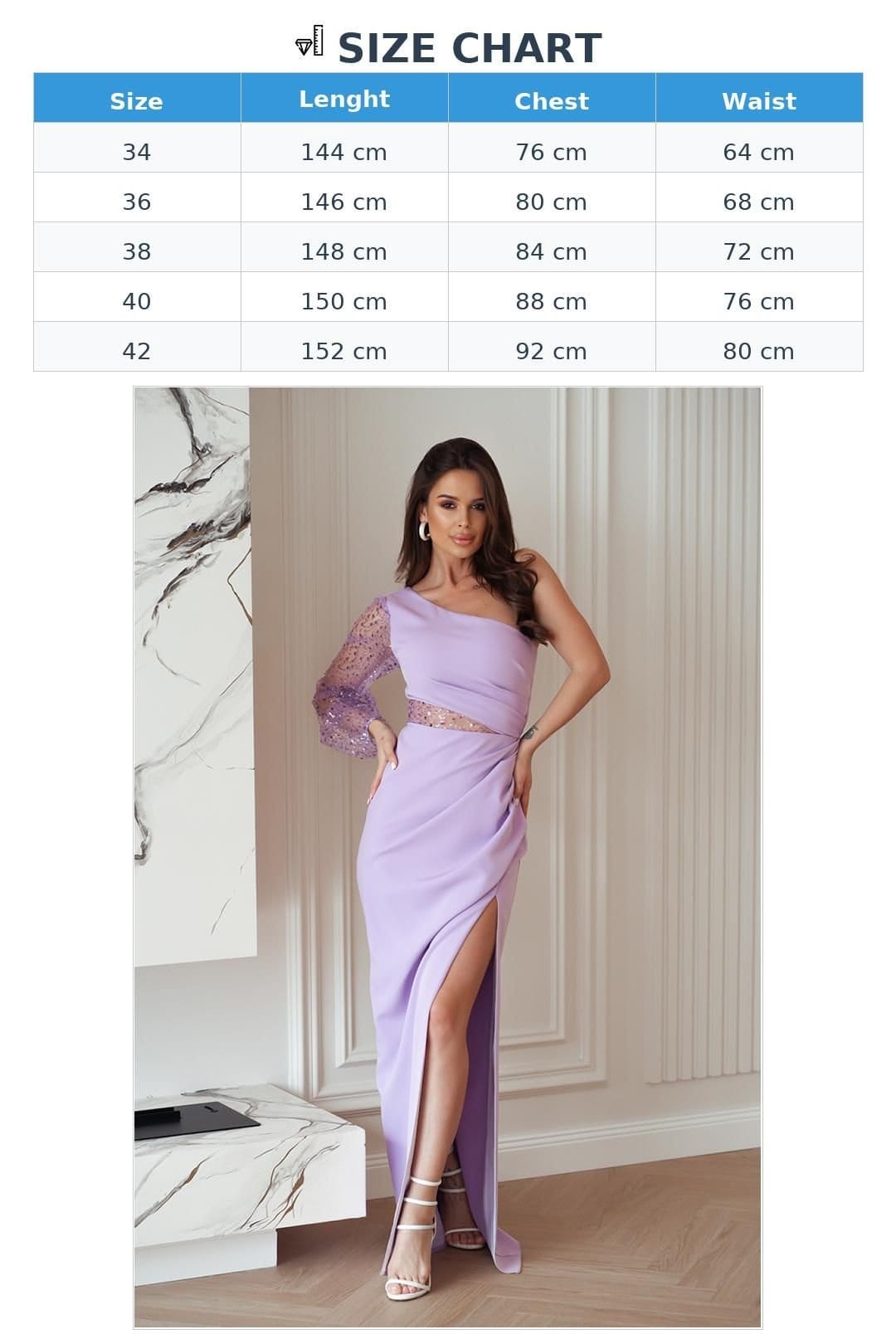 Love Lace Love Lace Women's Long One Shoulder Sequin Slit Dress in Violet - 4
